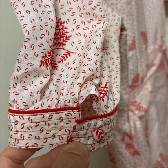 1980s Vintage Fashion! Leslie Fay Red & Cream Leaf Pattern Women’s Dress Sz 12 - Picture 6 of 6